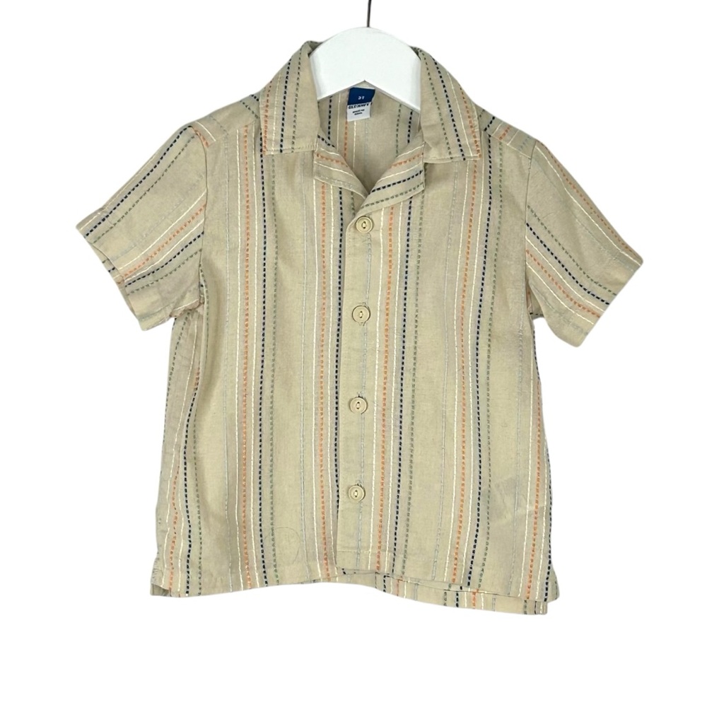 Old Navy Tan Striped Button-Down 2 Toddler